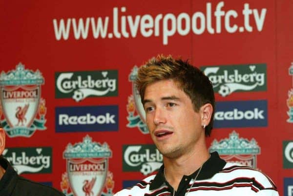 LIVERPOOL, ENGLAND - Thursday, July 10, 2003: Liverpool FC's new signing Harry Kewell at a press conference at Anfield. (Pic by David Rawcliffe/Propaganda)