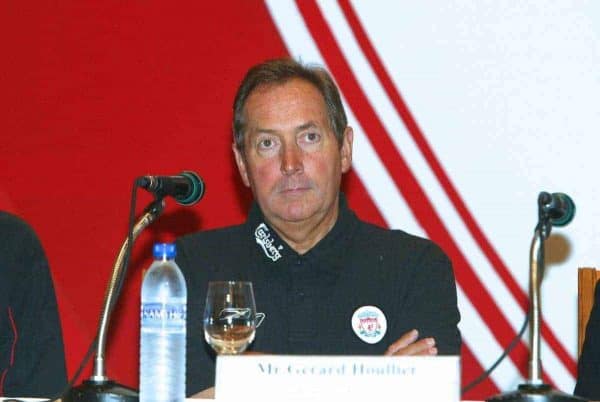 BANGKOK, THAILAND - Thursday, July 22, 2003: Liverpool's manager Gerard Houllier at a press conference at the Merchant Court Hotel in Bangkok, ahead of their preseason match against Thailand. (Pic by David Rawcliffe/Propaganda)