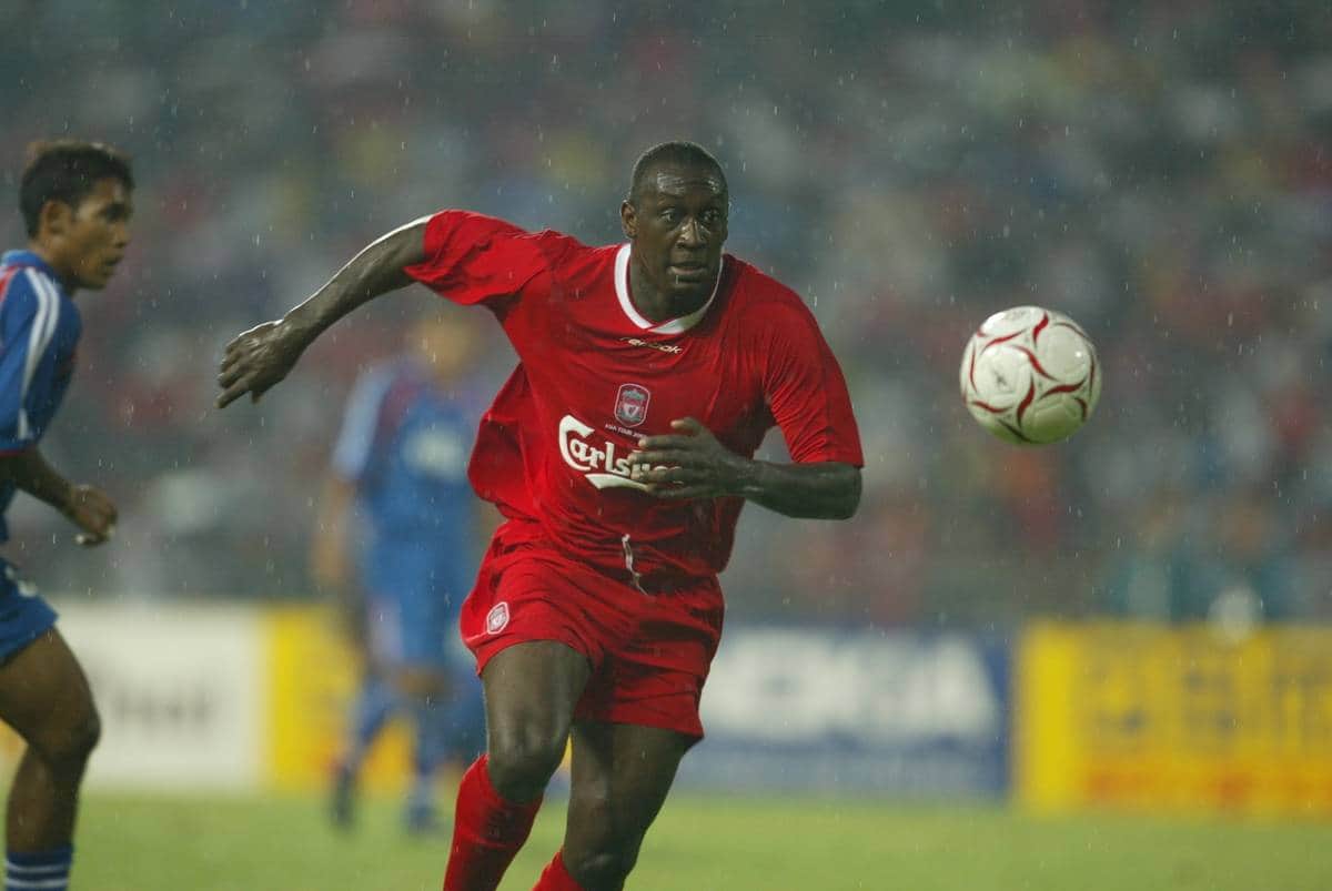 BANGKOK, THAILAND - Thailand. Thursday, July 24, 2003: Liverpool's Emile Heskey in action against Thailand during a preseason friendly match at the Rajamangala National Stadium. (Pic by David Rawcliffe/Propaganda)