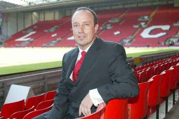 LIVERPOOL, ENGLAND - WEDNESDAY JUNE 16 2004: Rafael Benitez is unveiled as Liverpool FC's new manager at Anfield, Liverpool. (Photo by David Rawcliffe/Propaganda)