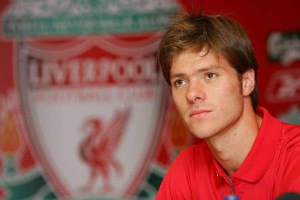 LIVERPOOL, ENGLAND - WEDNESDAY AUGUST 25th 2004: Liverpool's new Spanish signing Xabi Alonso at a press conference at Anfield. (Photo by David Rawcliffe/Propaganda)