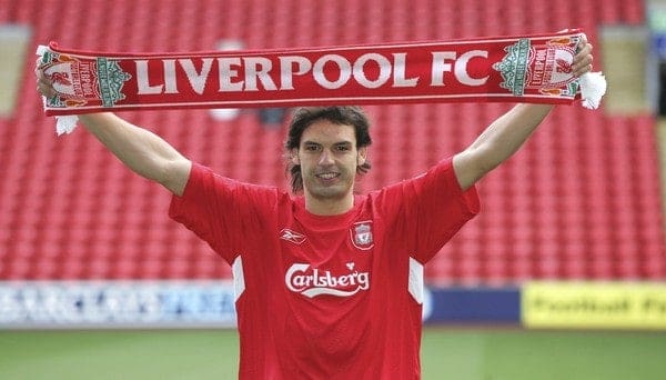 LIVERPOOL, ENGLAND - FRIDAY JANUARY 14th 2005: New Liverpool's new signing Fernando Morientes at an Anfield press conference following his £6.3 million move from Spanish Champions Real Madrid. (Pic by David Rawcliffe/Propaganda)