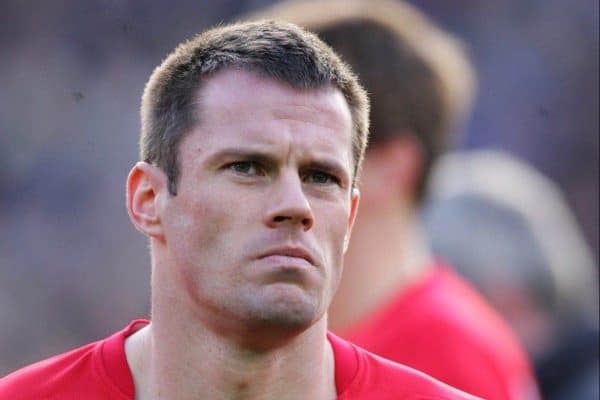 BIRMINGHAM, ENGLAND - SATURDAY FEBRUARY 12th 2005: Liverpool's Jamie Carragher lines-up before the Premiership match against Birmingham City at St. Andrews (Pic by David Rawcliffe/Propaganda)