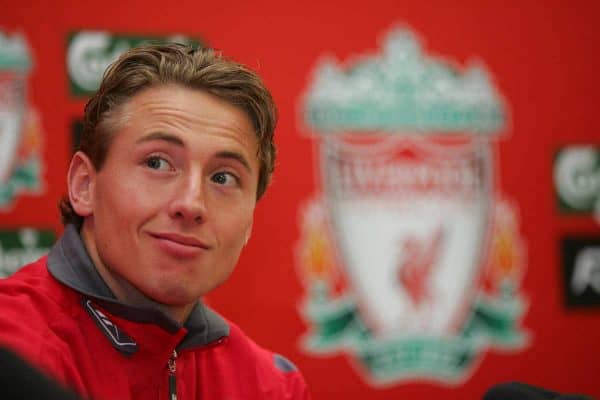 LIVERPOOL, ENGLAND - THURSDAY, JANUARY 5th, 2006: Liverpool's new signing Jan Kromkamp at a press conference at Melwood Training Ground. Jan Kromkamp switches from Villarreal with Josemi going to Spain. (Pic by David Rawcliffe/Propaganda)