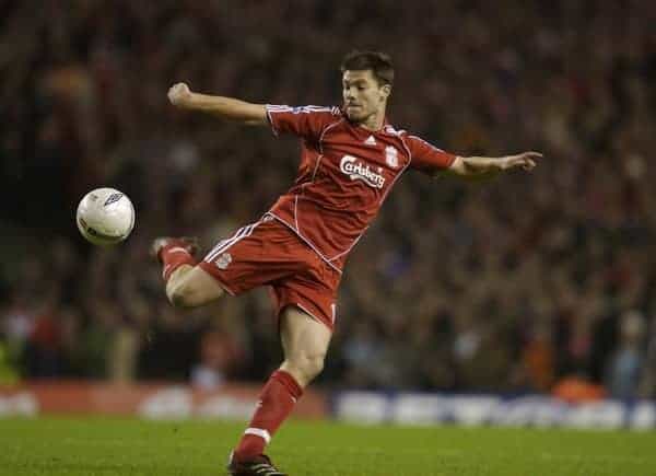 Liverpool, England - Saturday, January 6, 2007: Liverpool's Xabi Alonso in action against Arsenal during the FA Cup 3rd Round match at Anfield. (Pic by David Rawcliffe/Propaganda)