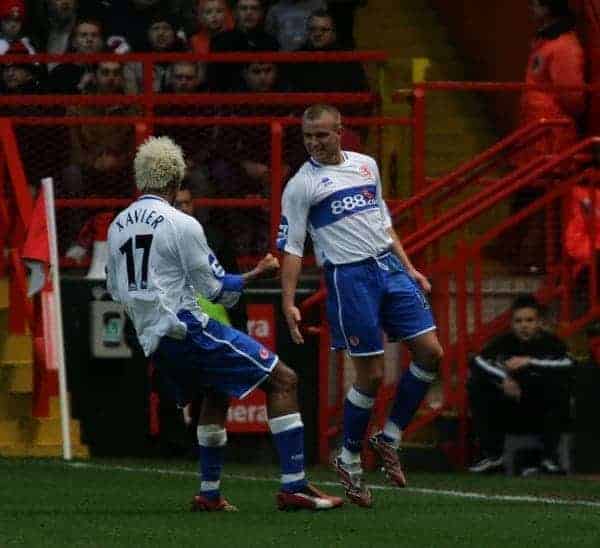 London, England - Saturday, January 13, 2007:Middlesbrough's Lee Cattermole celebrates the equalising goal against Charlton Athletic with Abel Xavier during the Premiership match at the Valley. (Pic by Chris Ratcliffe/Propaganda)