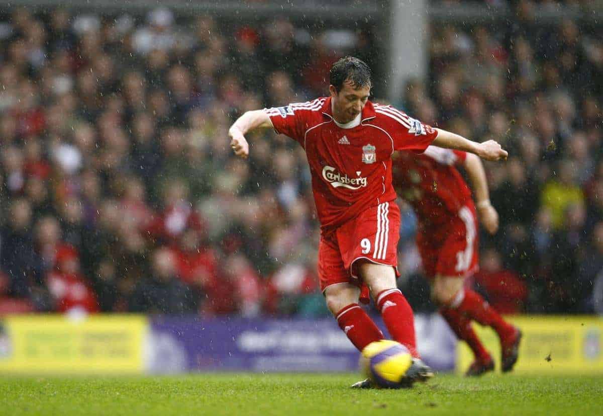 Liverpool, England - Saturday, February 24, 2007: Liverpool's Robbie Fowler scores the opening goal against Sheffield United from the penalty spot during the Premiership match at Anfield. (Pic by David Rawcliffe/Propaganda)