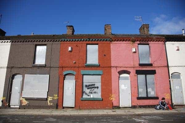 Liverpool, England - Saturday, March 3, 2007:  Derelict houses outside Anfield, home of Liverpool FC. (Pic by David Rawcliffe/Propaganda)