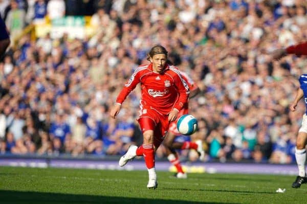 Liverpool, England - Saturday, October 20, 2007: Liverpool's Lucas Levia in action against Everton during the 206th Merseyside Derby match at Goodison Park. (Photo by David Rawcliffe/Propaganda)