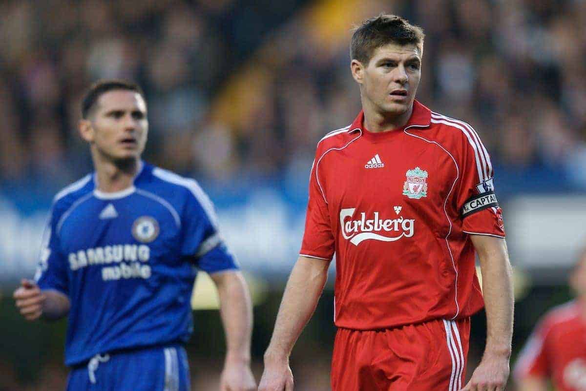 LONDON, ENGLAND - Sunday, February 10, 2008: Liverpool's captain Steven Gerrard MBE and Chelsea's Frank Lampard during the Premiership match at Stamford Bridge. (Photo by David Rawcliffe/Propaganda)