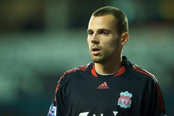 LONDON, ENGLAND - Wednesday, November 12, 2008: Liverpool's goalkeeper Diego Cavalieri in action against Tottenham Hotspur during the League Cup 4th Round match at White Hart Lane. (Photo by David Rawcliffe/Propaganda)