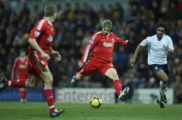 PRESTON, ENGLAND - Saturday, January 3, 2009: Liverpool's Fernando Torres and Preston North End's Youl Mawene during the FA Cup 3rd Round match at Deepdale. (Photo by David Rawcliffe/Propaganda)