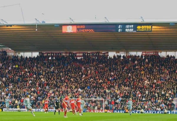 MIDDLESBROUGH, ENGLAND - Saturday, February 28, 2009: Liverpool lose 2-0 to Middlesbrough during the Premiership match at the Riverside Stadium. (Photo by David Rawcliffe/Propaganda)