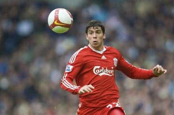 WEST BROMWICH, ENGLAND - Sunday, May 17, 2009: Liverpool's Emiliano Insua in action against West Bromwich Albion during the Premiership match at the Hawthorns. (Photo by David Rawcliffe/Propaganda)