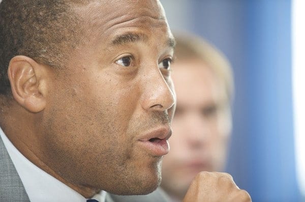 BIRKENHEAD, ENGLAND - Monday, June 15, 2009: John Barnes at a press conference after his appointment as manager Tranmere Rovers FC. (Pic by David Rawcliffe/Propaganda)