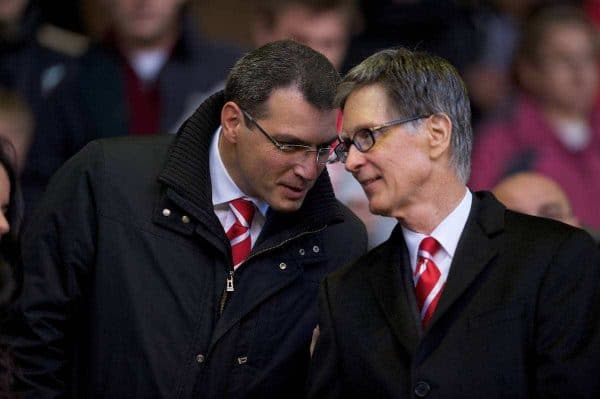 LIVERPOOL, ENGLAND - Sunday, November 7, 2010: Liverpool's owner John W. Henry and Director of Football Damien Comolli before the Premiership match against Chelsea at Anfield. (Photo by David Rawcliffe/Propaganda)