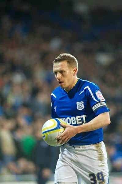 CARDIFF, WALES - Tuesday, February 1, 2011: Cardiff City's Craig Bellamy during the Football League Championship match at the Cardiff City Stadium. (Photo by Gareth Davies/Propaganda)