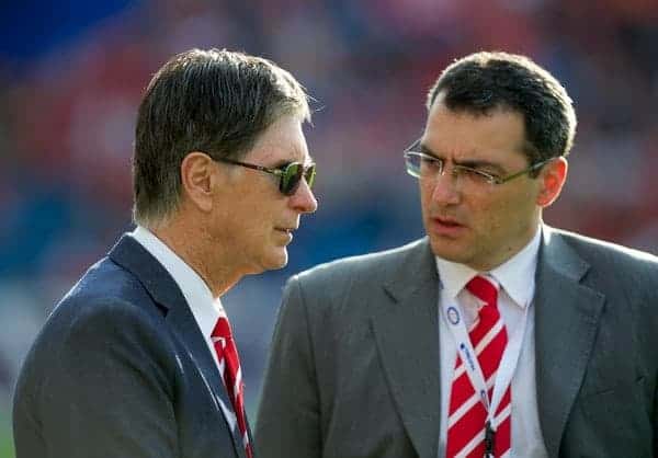 OSLO, NORWAY - Monday, August 1, 2011: Liverpool's owner John W. Henry with Director of Football Strategy Damien Comolli before a preseason friendly match against Valerenga at the Ulleval Stadion. (Photo by David Rawcliffe/Propaganda)