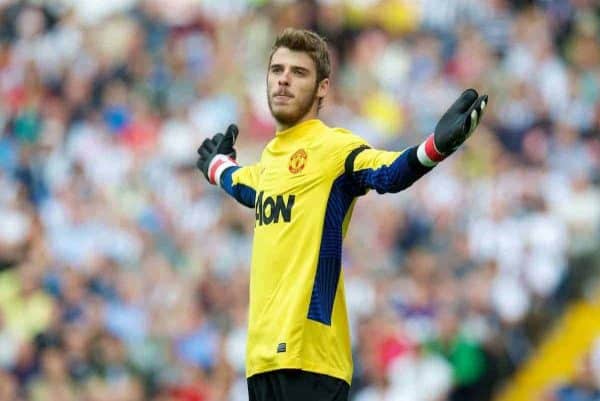 WEST BROMWICH, ENGLAND - Sunday, August 14, 2011: Manchester United's new goalkeeper David de Gea in action against West Bromwich Albion during the Premiership match at the Hawthorns. (Pic by David Rawcliffe/Propaganda)