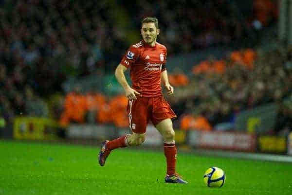 LIVERPOOL, ENGLAND - Friday, January 6, 2012: Liverpool's Fabio Aurelio in action against Oldham Athletic during the FA Cup 3rd Round match at Anfield. (Pic by David Rawcliffe/Propaganda)