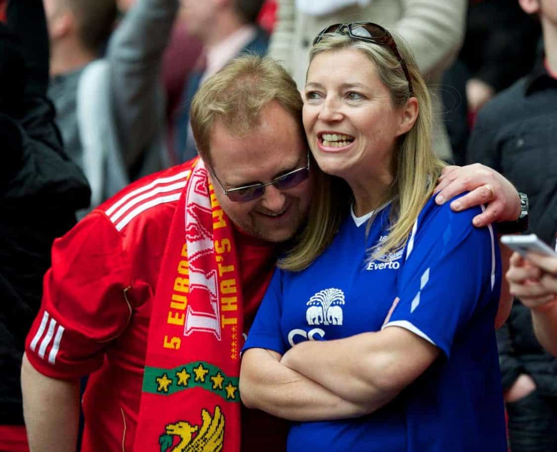 LONDON, ENGLAND - Saturday, April 14, 2012: Liverpool and Everton supporters during the FA Cup Semi-Final match at Wembley. (Pic by David Rawcliffe/Propaganda)