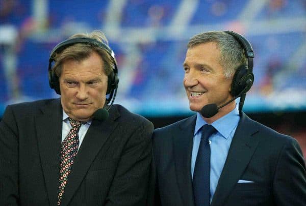 BARCELONA, SPAIN - Tuesday, April 24, 2012: Sky television pudits Glenn Hoddle and Gareme Souness before the UEFA Champions League Semi-Final 2nd Leg match between FC Barcelona and Chelsea at the Camp Nou. (Pic by David Rawcliffe/Propaganda)