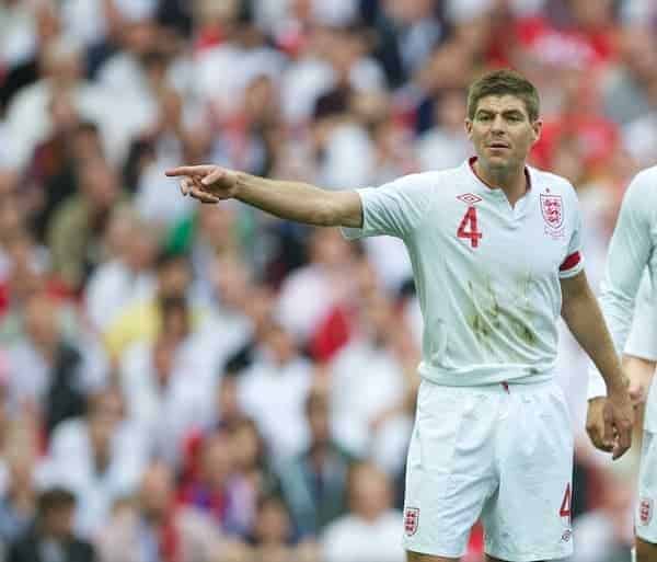 LONDON, ENGLAND - Saturday, June 2, 2012: England's captain Steven Gerrard in action against Belgium during the International Friendly match at Wembley. (Pic by David Rawcliffe/Propaganda)