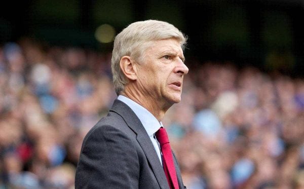MANCHESTER, ENGLAND - Sunday, September 23, 2012: Arsenal's manager Arsène Wenger before the Premiership match against Manchester City at the City of Manchester Stadium. (Pic by Vegard Grott/Propaganda)