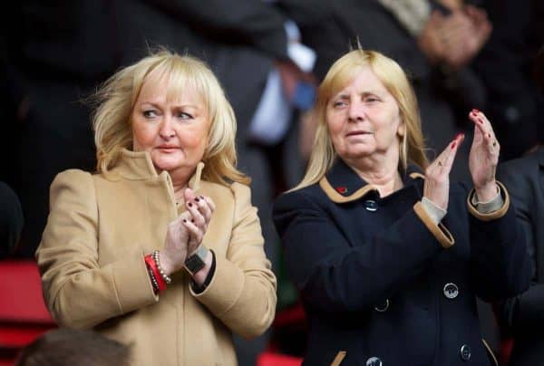 LIVERPOOL, ENGLAND - Sunday, September 23, 2012: Jenni Hicks and Margaret Aspinall, mothers of victims of the Hillsborough Stadium Disaster, watch Liverpool take on Manchester United during the Premiership match at Anfield. (Pic by David Rawcliffe/Propaganda)