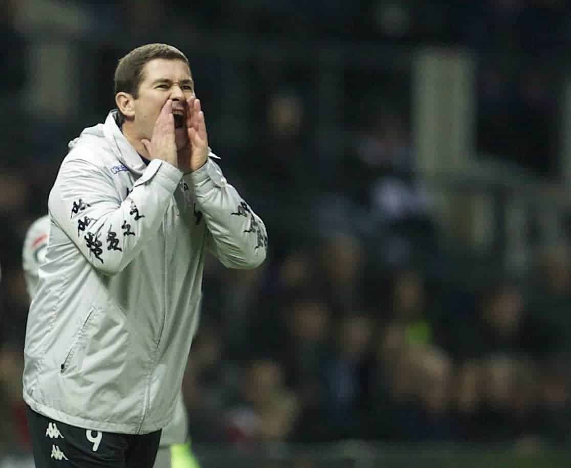 DERBY, ENGLAND - Saturday, January 5, 2013: Derby County's manager Nigel Clough during the FA Cup 3rd Round match against Tranmere Rovers at Pride Park. (Pic by David Rawcliffe/Propaganda)