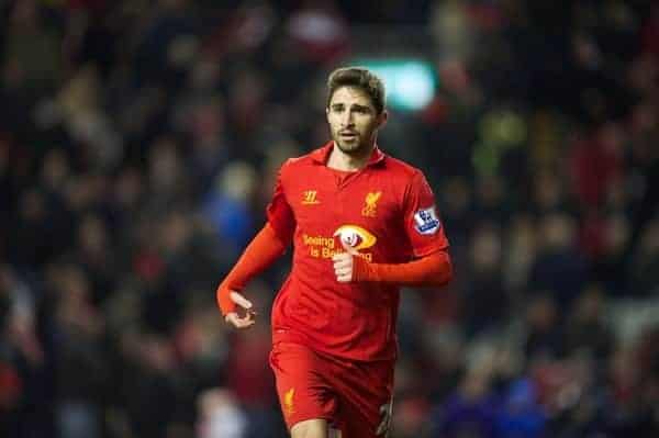 LIVERPOOL, ENGLAND - Monday, February 11, 2013: Liverpool's Fabio Borini in action against West Bromwich Albion during the Premiership match at Anfield. (Pic by David Rawcliffe/Propaganda)