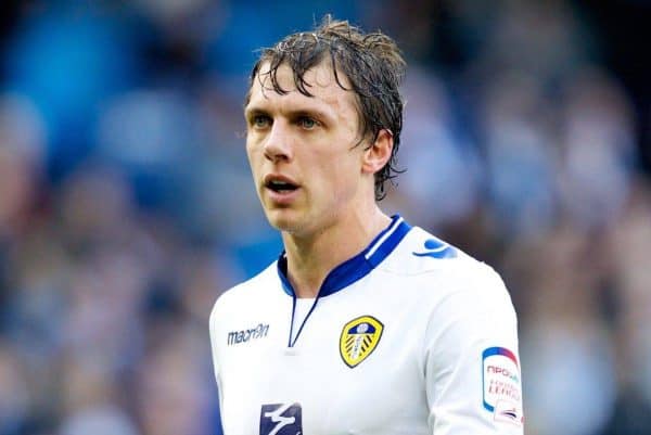 MANCHESTER, ENGLAND - Sunday, February 17, 2013: Leeds United's Stephen Warnock during the FA Cup 5th Round match against Manchester City at the City of Manchester Stadium. (Pic by Vegard Grott/Propaganda)