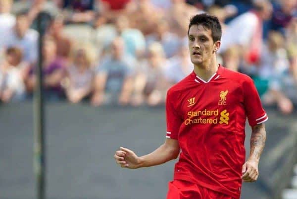 PRESTON, ENGLAND - Saturday, July 13, 2013: Liverpool's Luis Alberto in action against Preston North End during a preseason friendly match at Deepdale. (Pic by David Rawcliffe/Propaganda)