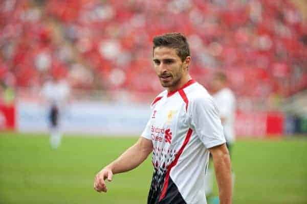 BANGKOK, THAILAND - Sunday, July 28, 2013: Liverpool's Fabio Borini in action against Thailand XI during a preseason friendly match at the Rajamangala National Stadium. (Pic by David Rawcliffe/Propaganda)