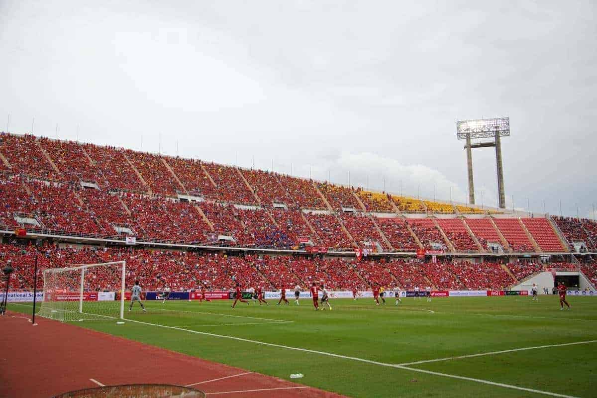 BANGKOK, THAILAND - Sunday, July 28, 2013: Liverpool supporters during a preseason friendly match against Thailand at the Rajamangala National Stadium. (Pic by David Rawcliffe/Propaganda)