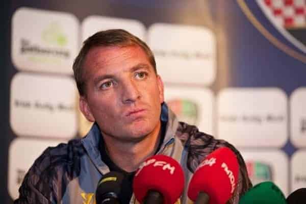 DUBLIN, REPUBLIC OF IRELAND - Friday, August 9, 2013: Liverpool's manager Brendan Rodgers during a press conference at Mansion House ahead of the preseason friendly match against Glasgow Celtic. (Pic by David Rawcliffe/Propaganda)