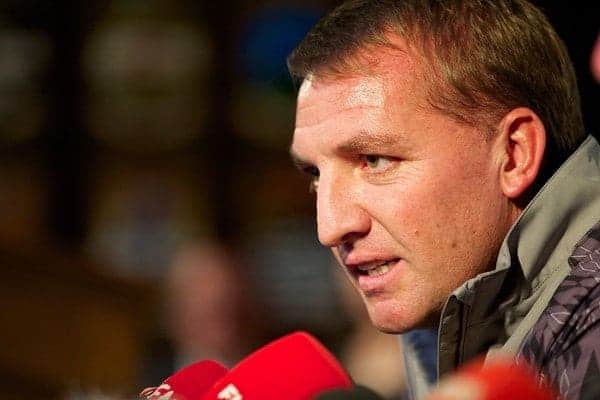 DUBLIN, REPUBLIC OF IRELAND - Friday, August 9, 2013: Liverpool's manager Brendan Rodgers during a press conference at Mansion House ahead of the preseason friendly match against Glasgow Celtic. (Pic by David Rawcliffe/Propaganda)