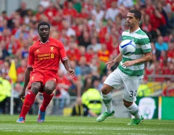 DUBLIN, REPUBLIC OF IRELAND - Saturday, August 10, 2013: Liverpool's Kolo Toure in action against Glasgow Celtic during a preseason friendly match at the Aviva Stadium. (Pic by David Rawcliffe/Propaganda)