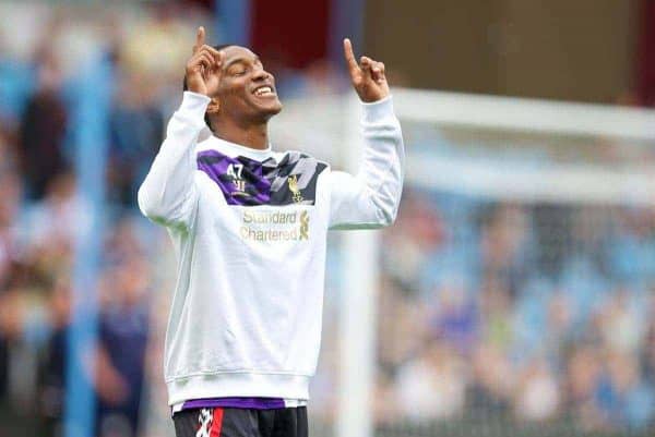 LIVERPOOL, ENGLAND - Saturday, August 24, 2013: Liverpool's Andre Wisdom warms-up before the Premiership match against Aston Villa at Villa Park. (Pic by David Rawcliffe/Propaganda)