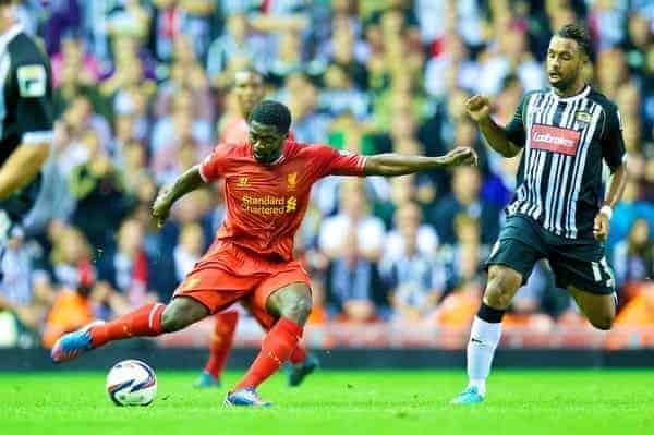 LIVERPOOL, ENGLAND - Tuesday, August 27, 2013: Liverpool's Kolo Toure in action against Notts County during the Football League Cup 2nd Round match at Anfield. (Pic by David Rawcliffe/Propaganda)