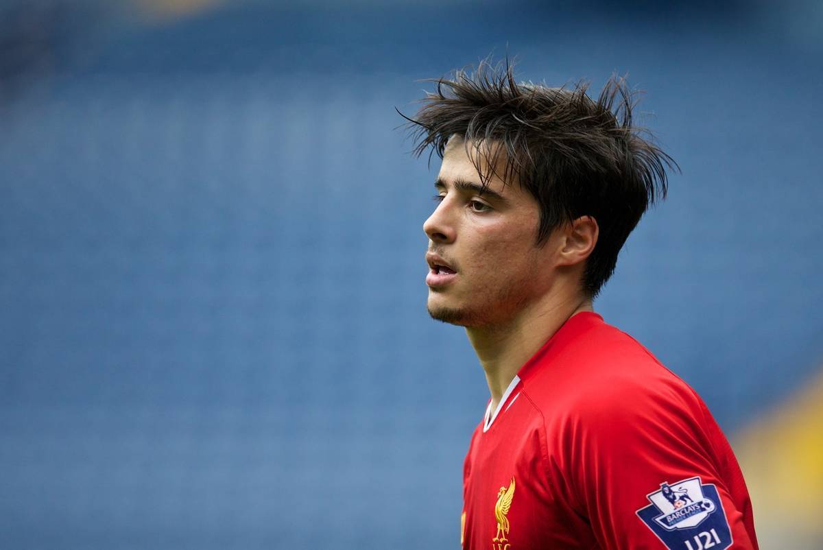 WEST BROMWICH, ENGLAND - Sunday, October 20, 2013: Liverpool's Joao Carlos Teixeira in action against West Bromwich Albion during the Under 21 FA Premier League match at the Hawthorns. (Pic by David Rawcliffe/Propaganda)