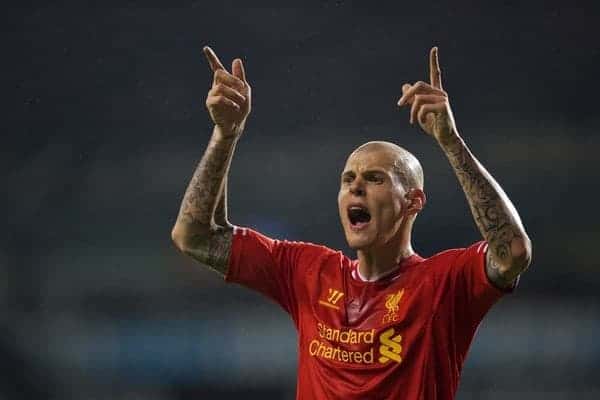 LONDON, ENGLAND - Sunday, December 15, 2013: Liverpool's Martin Skrtel in action against Tottenham Hotspur during the Premiership match at White Hart Lane. (Pic by David Rawcliffe/Propaganda)