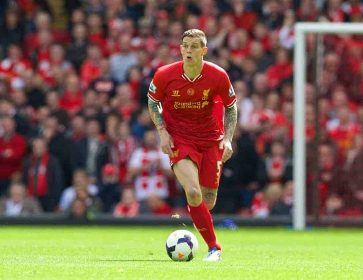 LIVERPOOL, ENGLAND - Sunday, May 11, 2014: Liverpool's Daniel Agger in action against Newcastle United during the Premiership match at Anfield. (Pic by David Rawcliffe/Propaganda)