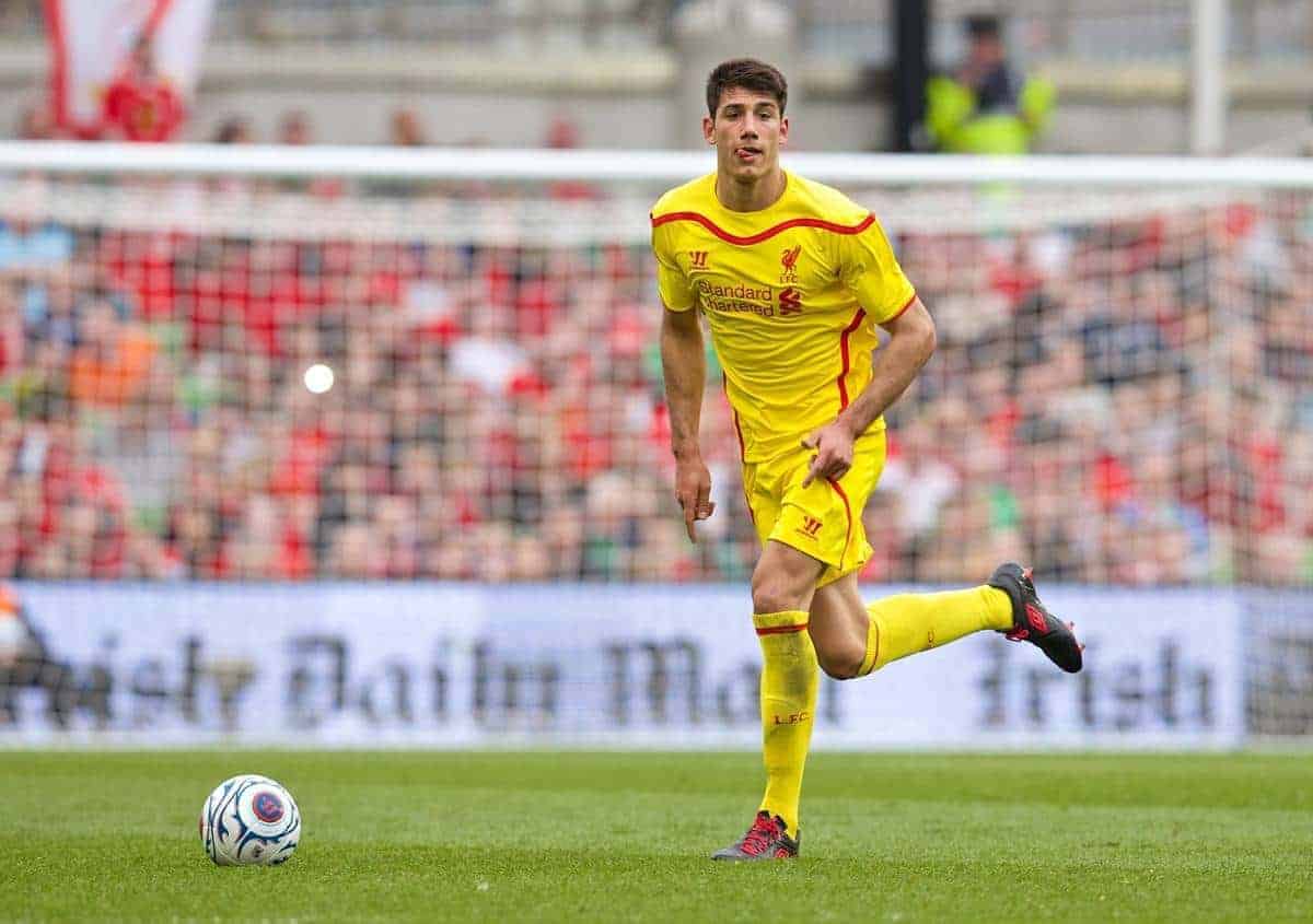 DUBLIN, REPUBLIC OF IRELAND - Wednesday, May 14, 2014: Liverpool's Rafael Paez Cardona in action against Shamrock Rovers during a postseason friendly match at Lansdowne Road. (Pic by David Rawcliffe/Propaganda)