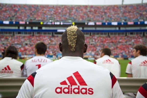CHARLOTTE, USA - Saturday, August 2, 2014: AC Milan's Mario Balotelli before the International Champions Cup Group B match against Liverpool at the Bank of America Stadium on day thirteen of the club's USA Tour. (Pic by David Rawcliffe/Propaganda)