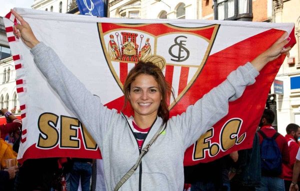 CARDIFF, WALES - Tuesday, August 12, 2014: Supporters in the city ahead of the UEFA Super Cup at the Cardiff City Stadium. (Pic by David Rawcliffe/Propaganda)