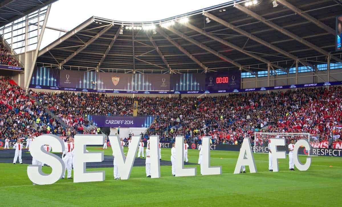CARDIFF, WALES - Tuesday, August 12, 2014: The opening ceremony ahead of the UEFA Super Cup at the Cardiff City Stadium. (Pic by David Rawcliffe/Propaganda)