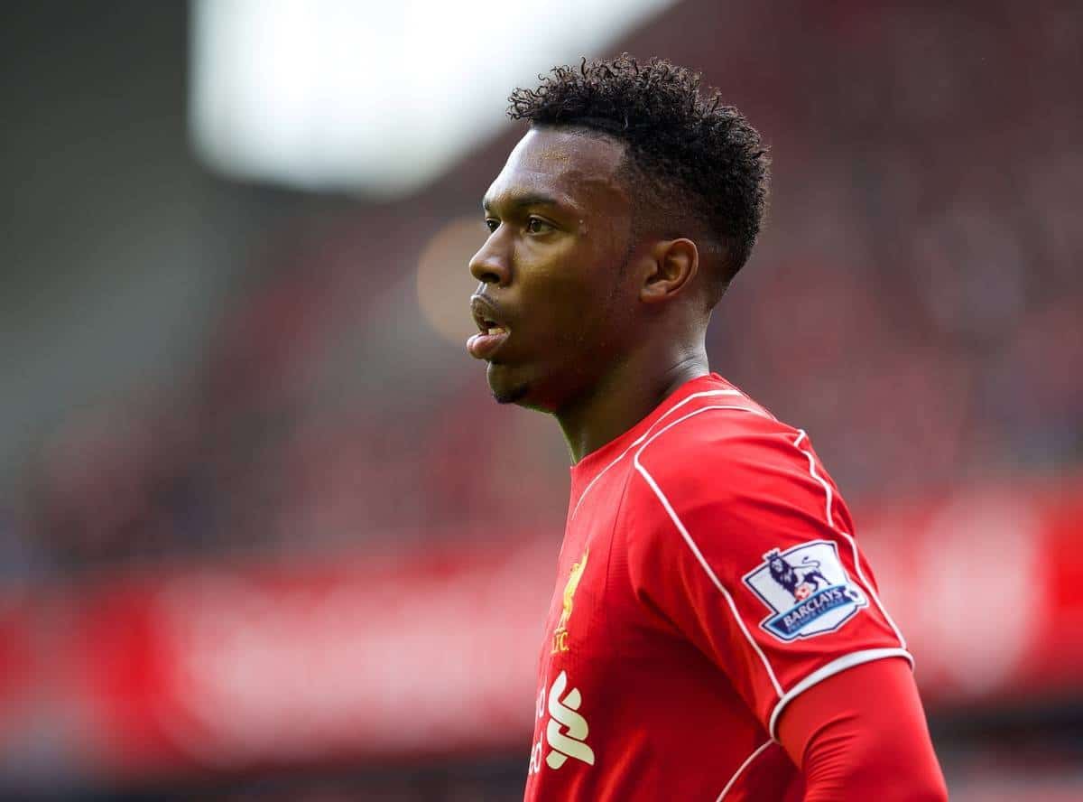 LIVERPOOL, ENGLAND - Sunday, August 17, 2014: Liverpool's Daniel Sturridge in action against Southampton during the Premier League match at Anfield. (Pic by David Rawcliffe/Propaganda)