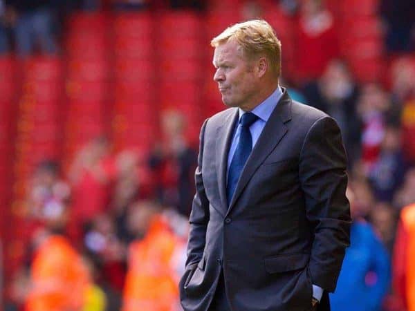 LIVERPOOL, ENGLAND - Sunday, August 17, 2014: Southampton's manager Ronald Koeman during the Premier League match against Liverpool at Anfield. (Pic by David Rawcliffe/Propaganda)