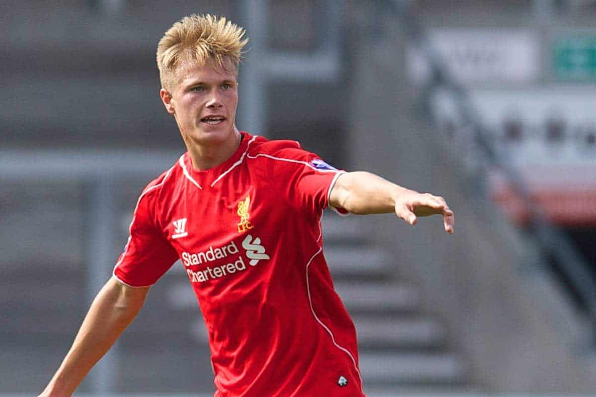 LIVERPOOL, ENGLAND - Tuesday, September 16, 2014: Liverpool's Daniel Cleary in action against PFC Ludogorets Razgrad during the UEFA Youth League Group B match at Langtree Park. (Pic by David Rawcliffe/Propaganda)